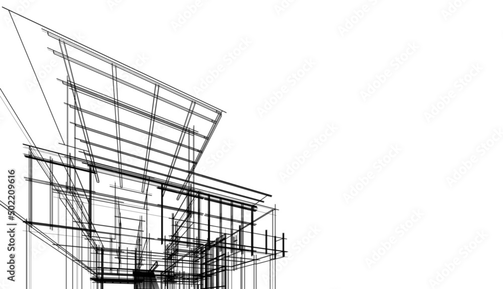 house building sketch architecture 3d illustration house building sketch architecture 3d illustration