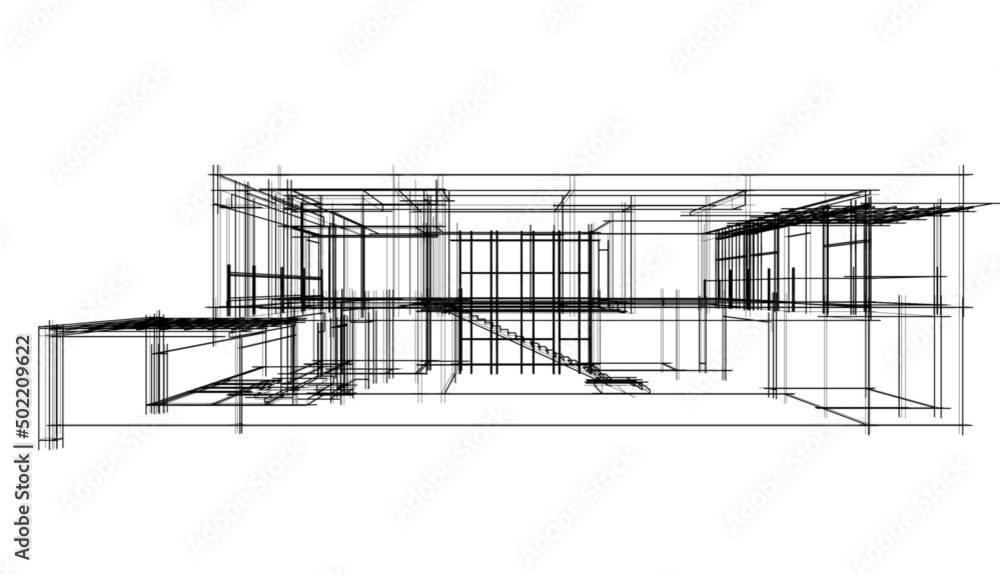 house building sketch architecture 3d illustration house building sketch architecture 3d illustration