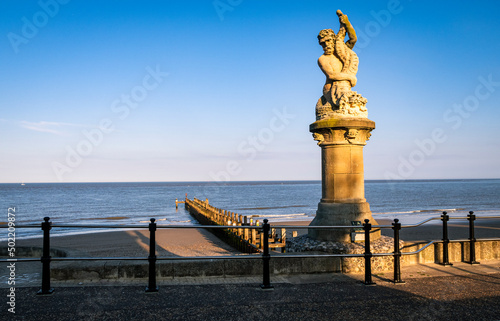 Fotobehang Statue of Neptune fighting a serpent on the seafront of Lowestoft in Suffolk eas