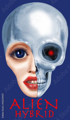 Alien hybrid skull (science fiction).