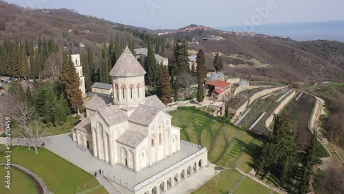 Aerial view of the Bodbe Monastery of St. Nino. Kakheti. Georgia photo