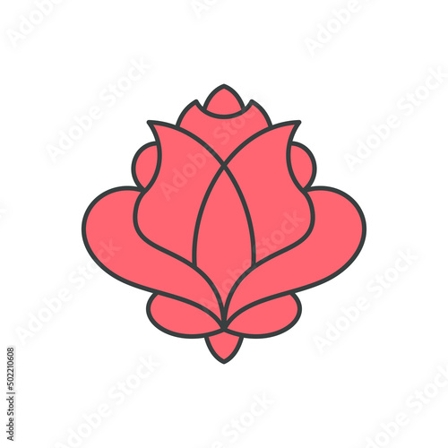 Pink romantic decorative rose flower elegant petals pop art groovy t shirt print vector cartoon