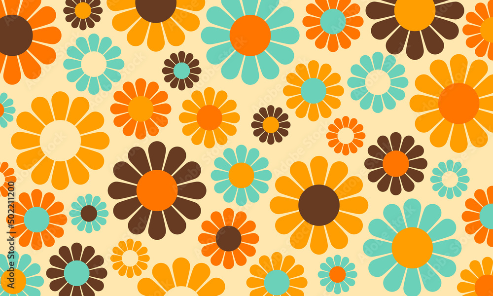 Abstract Vintage Retro Flower Pattern Spring Summer Wallpaper Stock Vector  | Adobe Stock