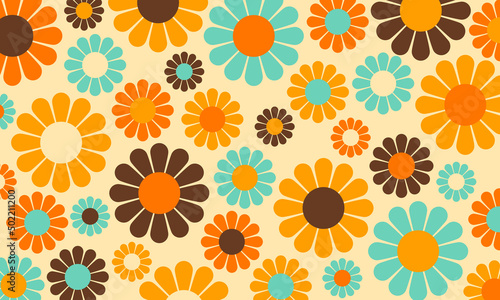 Abstract Vintage Retro Flower Pattern Spring Summer Wallpaper