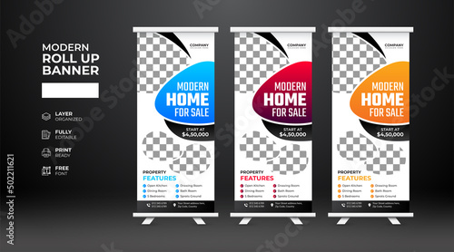 Modern and creative Real Estate Roll Up Banner template