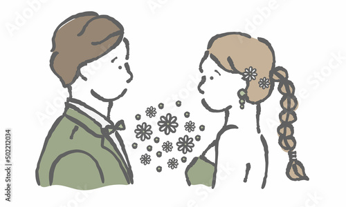 ウェディング　新郎新婦　イラスト