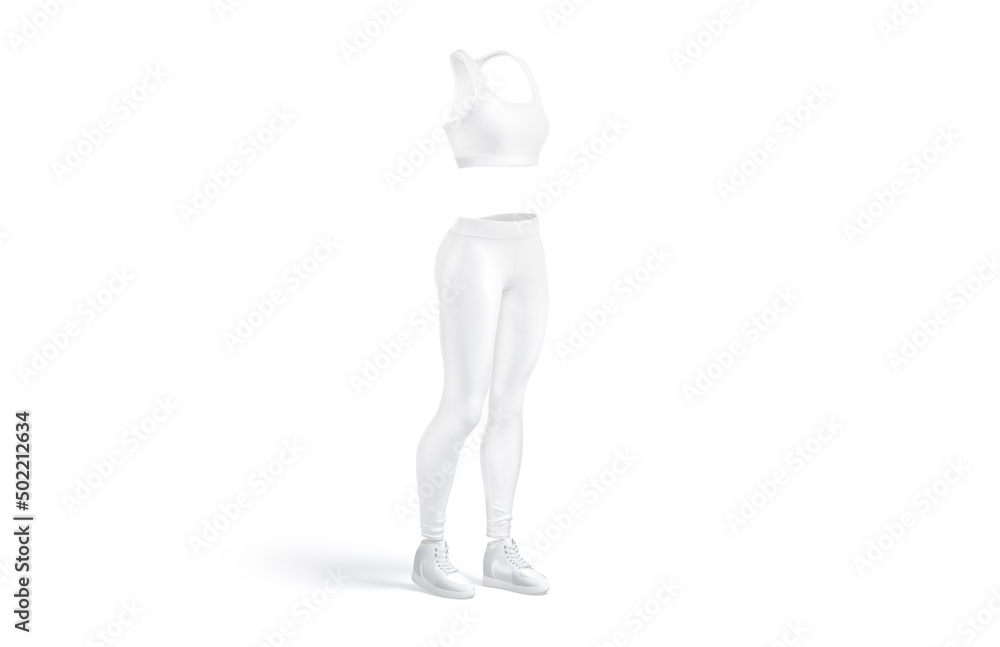 Blank white women sport uniform mock up, side view Blank white women sport uniform mock up, side view