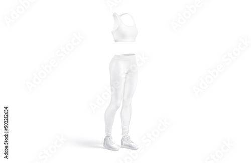 Blank white women sport uniform mock up  side view
