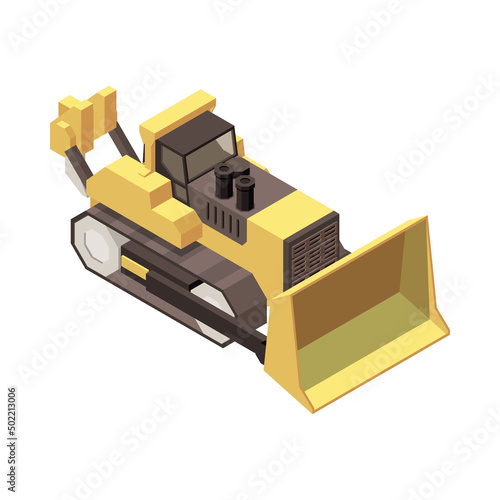 Bulldozer Isometric Mining Composition © Macrovector