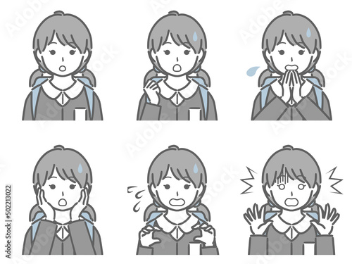 驚く表情の強弱　小学生女子