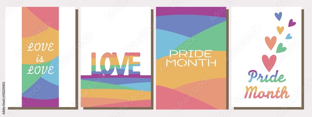 Set of Frame for Pride Month. Pride Month concept illustration frame collection for cover, template and background design. Vector illustration.