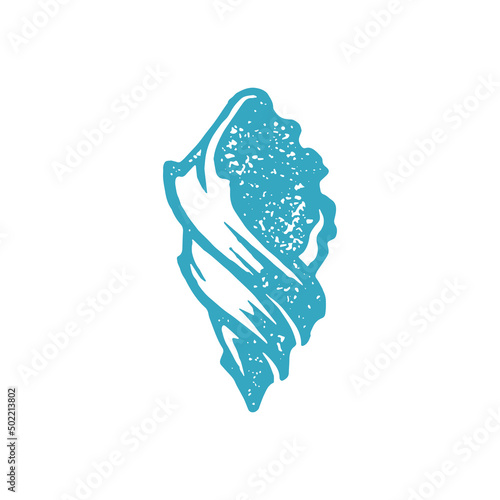 Minimalist blue natural seashell with underwater mollusk hand drawn decorative design grunge texture