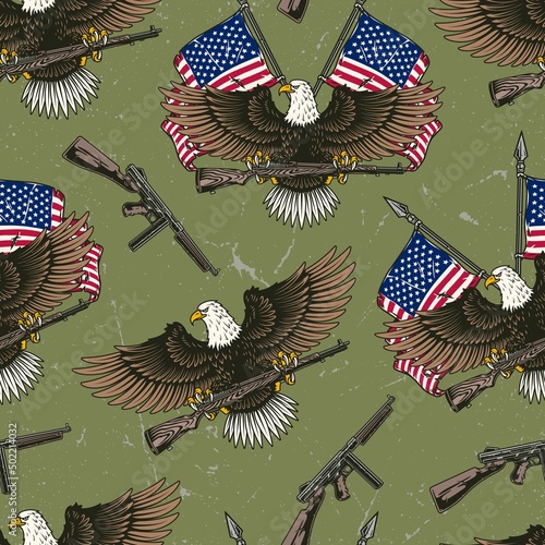Military USA pattern seamless colorful