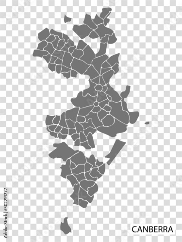 High Quality map of  Canberra is a capital  of  Australia , with borders of the regions. Map of  Canberra for your web site design, app, UI. EPS10.