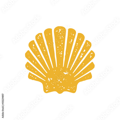 Romantic ornamental closed seashell with underwater mollusk yellow grunge texture vector