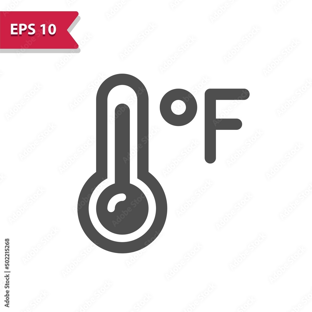 Thermometer Icon. Temperature, Weather, Fahrenheit, Degrees Thermometer Icon. Temperature, Weather, Fahrenheit, Degrees
