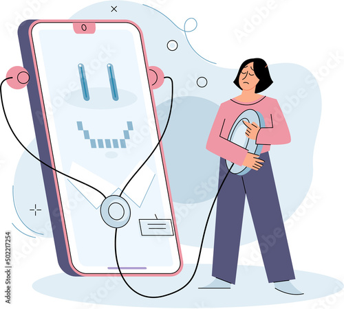 Online medical consultation and support metaphor. Online doctor. Healthcare services, Ask doctor. Tele medicine e-health service. Therapist videocalling phone screen. Diagnosis treatment of patients