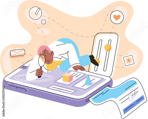 Online medical consultation and support metaphor. Online doctor. Healthcare services, Ask doctor. Tele medicine e-health service. Therapist videocalling phone screen. Diagnosis treatment of patients