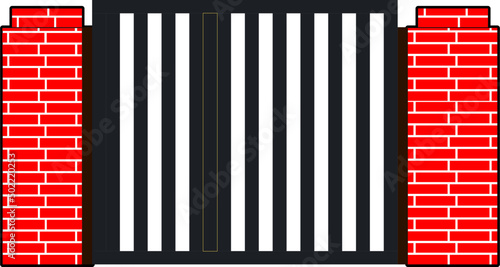 House gate iron gate flat style vector good for element design 