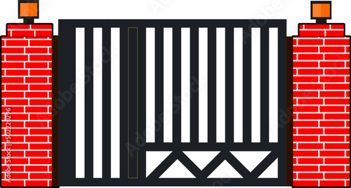 House gate iron gate flat style vector good for element design 