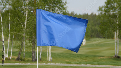 Blue flag waving over the sky. Blue flag waving on the wind