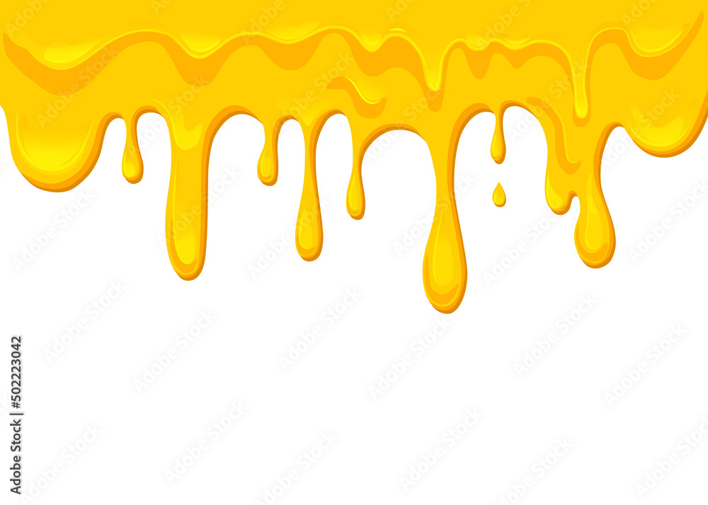 Flowing Melted cheese isolated on white background. Processed cheese