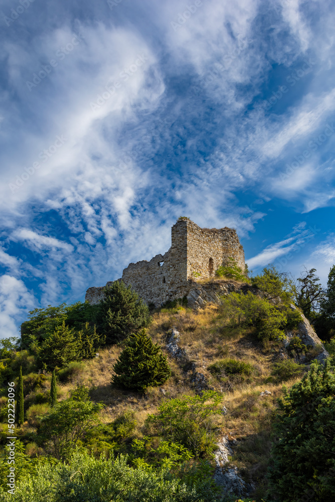 Castle ruins, Gigondas, departement Vaucluse, Provence, France