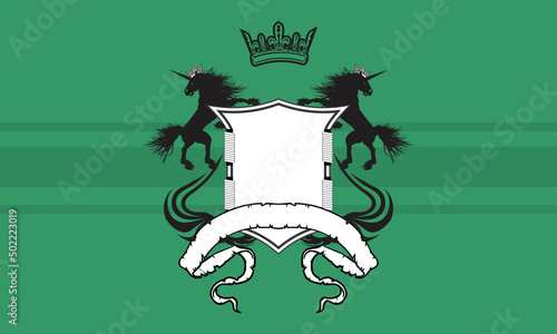 heraldic unicorn shield crest emblem coat of arms background in vector format