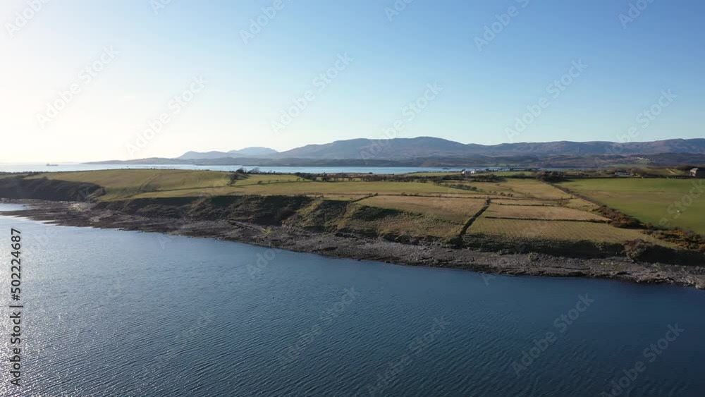 Aerial view of the amazing rocky coast at Ballyederland by St Johns Point in County Donegal - Ireland. Aerial view of the amazing rocky coast at Ballyederland by St Johns Point in County Donegal - Ireland.