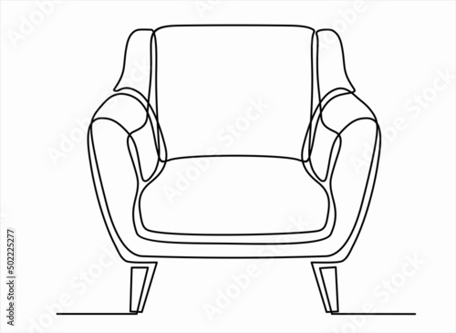 continuous line drawing of spacious modern armchair