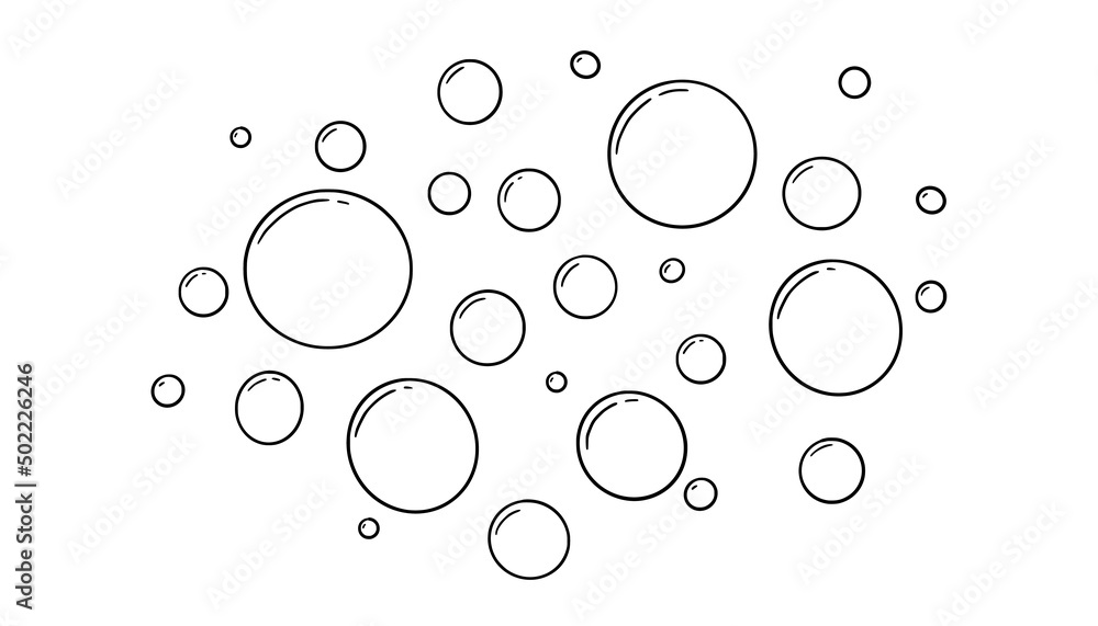 Water bubble doodle. Hand drawn line sketch style bubble sparkle. Water ...