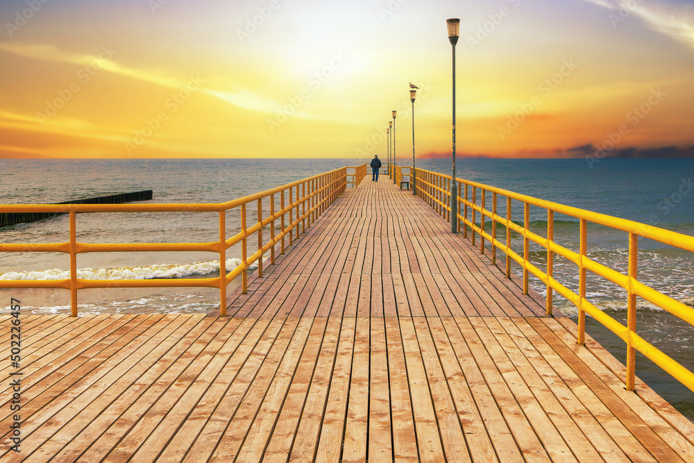 The seaside pier at sunset