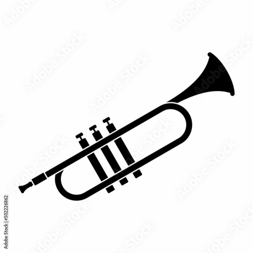 Horn trumpet icon musical instrument isolated on white background. Royal fanfare for play music. Vector illustration