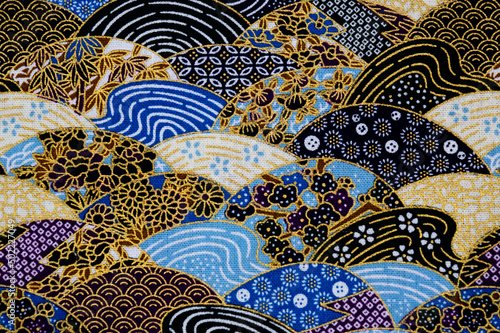 Colorful auspicious fabric pattern for backgrounds and decorations.