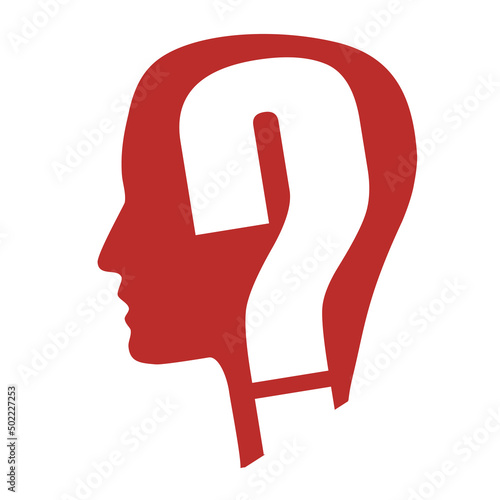 Question mark in the head. Faq and doubt. Vector icon for info