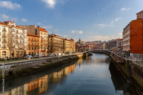 Bilbao old town views on winter sunny day, Spain. photo