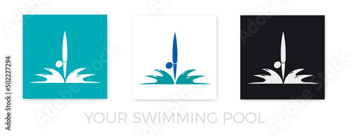 Dips in the pool. Abstract logo, set of simple vector pattern