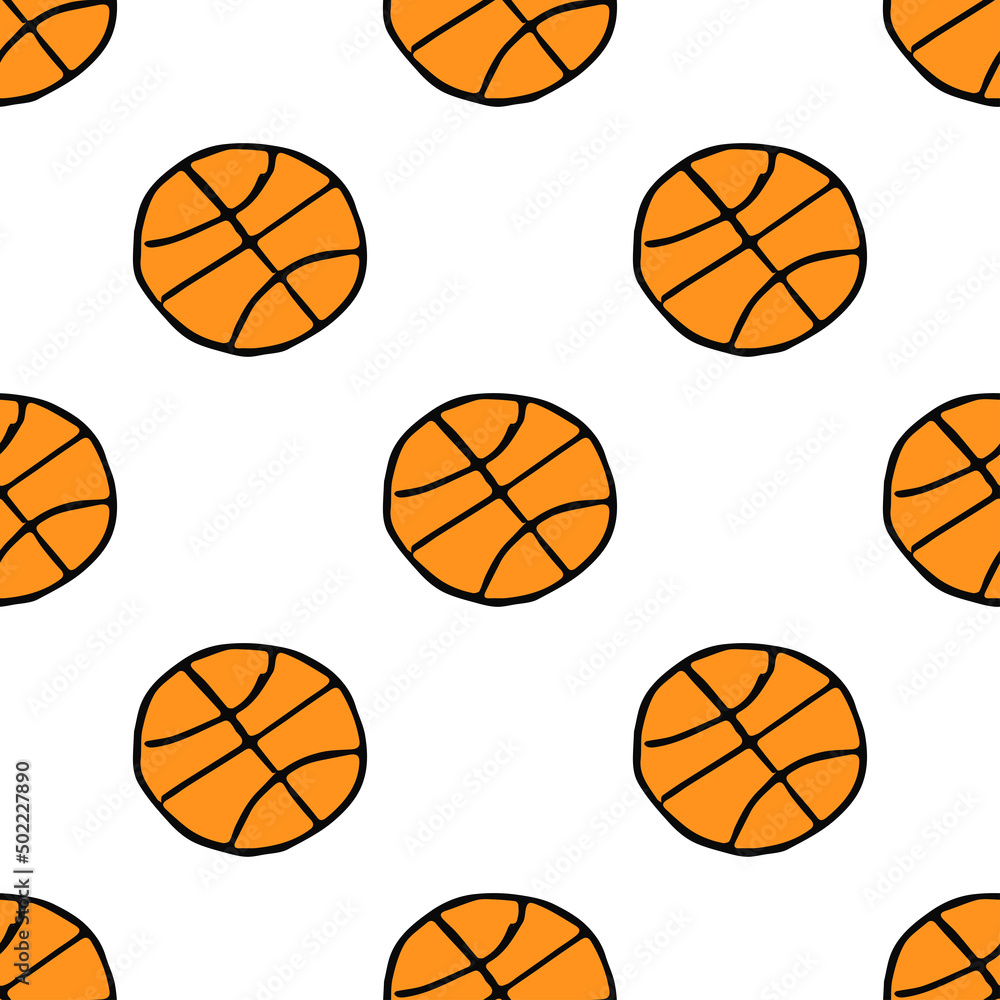 Seamless basketball pattern. seamless doodle pattern with basketball ball. vector illustration with basketball ball on white background