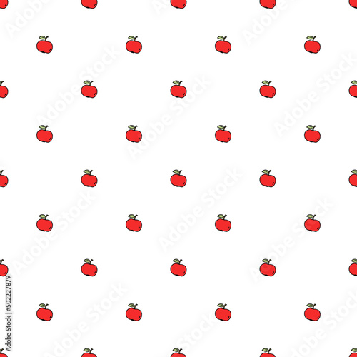 Fototapeta Naklejka Na Ścianę i Meble -  Apples pattern. seamless doodle pattern with red apples. vector illustration with red apples on white background