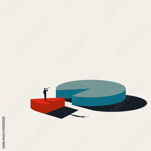 Business market share ambition, vector concept. Symbol of vision, strategy, growth. Minimal illustration.
