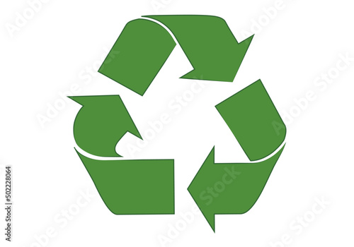 Icono verde de reciclar en fondo blanco.