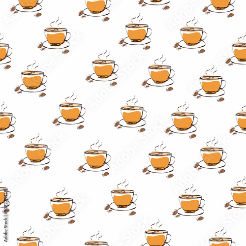 Pattern with coffee doodle style.Pattern coffee doodle style in doodle style. Art collection. Art natural banner design. Natural aroma drink. Business vector icon. Set collection.