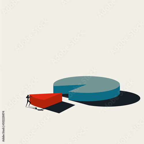 Business market share ambition, vector concept. Symbol of vision, strategy, growth. Minimal illustration.