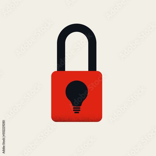 Idea and data protection vector concept. Symbol of technology security. Minimal illustration.