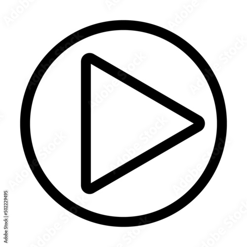 Playback icon on a white isolated background. Black play symbol in a circle. Vector illustration