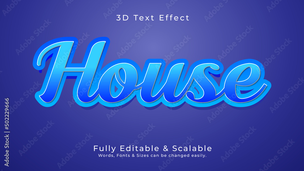 House 3D Vector Text Effect Fully Editable High Quality