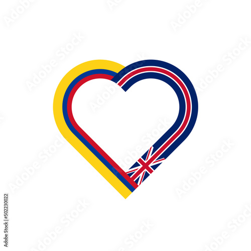 unity concept. heart ribbon icon of colombia and united kingdom flags. vector illustration isolated on white background
