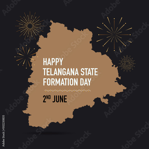 Golden Telangana state formation day celebration - minimal illustration of fireworks