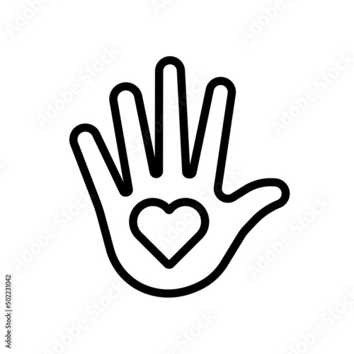 Wallpaper Mural Care for people. Heart symbol inside the palm of the hand. Icon vector illustration in outline style Torontodigital.ca