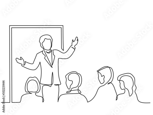 Man report to audience at meeting